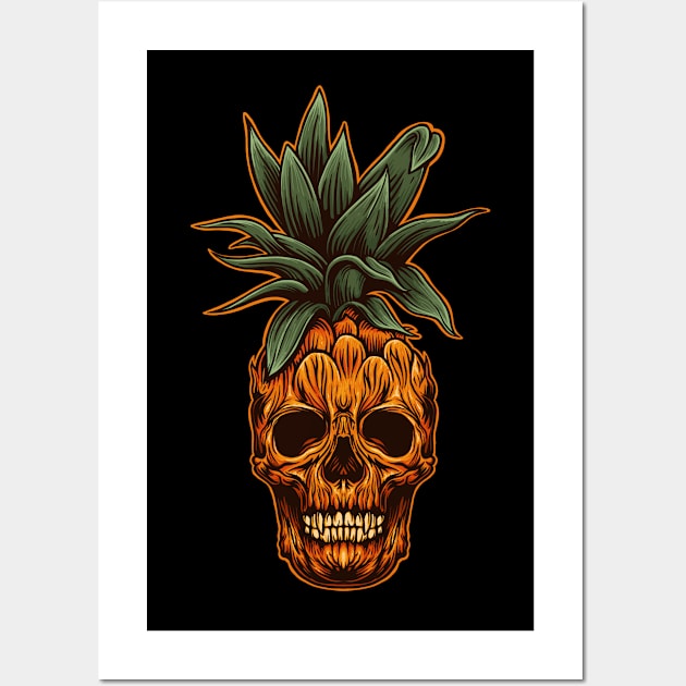 pineapple skull Wall Art by Arjanaproject